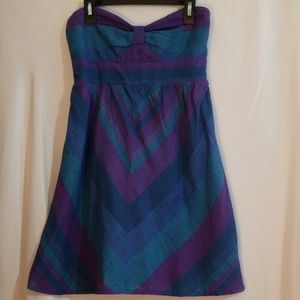 Roxy Blue Purple Sunburst Strapless Sundress Dress